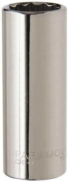 Paramount - 3/8" Drive, Deep Hand Socket - 12 Points, 2-1/2" OAL, Steel, Chrome Finish - USA Tool & Supply