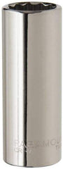 Paramount - 3/8" Drive, Deep Hand Socket - 12 Points, 2-1/2" OAL, Steel, Chrome Finish - USA Tool & Supply