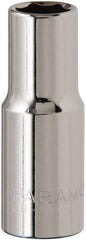 Paramount - 3/8", 3/8" Drive, Deep Hand Socket - 6 Points, 1-15/16" OAL, Steel, Chrome Finish - USA Tool & Supply