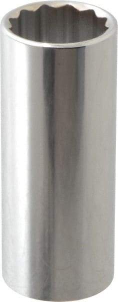 Paramount - 3/8" Drive, Deep Hand Socket - 12 Points, 2-1/2" OAL, Steel, Chrome Finish - USA Tool & Supply