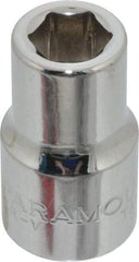 Paramount - 7/16", 1/2" Drive, Standard Hand Socket - 6 Points, 1-1/2" OAL, Steel, Chrome Finish - USA Tool & Supply