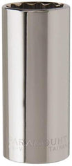 Paramount - 3/8" Drive, Deep Hand Socket - 12 Points, 2-1/2" OAL, Steel, Chrome Finish - USA Tool & Supply