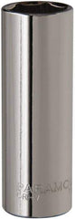 Paramount - 3/8" Drive, Deep Hand Socket - 6 Points, 2-1/2" OAL, Steel, Chrome Finish - USA Tool & Supply