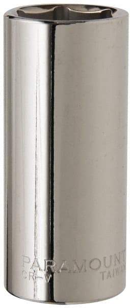 Paramount - 1/2" Drive, Deep Hand Socket - 6 Points, 3-3/32" OAL, Steel, Chrome Finish - USA Tool & Supply