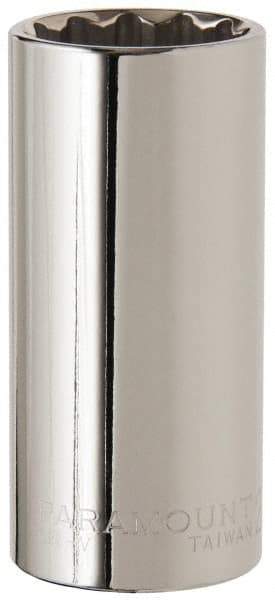 Paramount - 1/2" Drive, Deep Hand Socket - 12 Points, 3-3/32" OAL, Steel, Chrome Finish - USA Tool & Supply