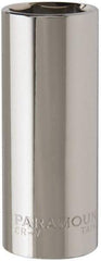 Paramount - 3/8" Drive, Deep Hand Socket - 6 Points, 2-1/2" OAL, Steel, Chrome Finish - USA Tool & Supply