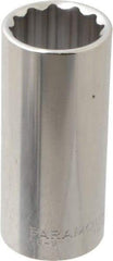 Paramount - 13/16", 3/8" Drive, Deep Hand Socket - 12 Points, 2-1/2" OAL, Steel, Chrome Finish - USA Tool & Supply