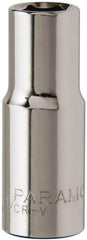 Paramount - 3/8" Drive, Deep Hand Socket - 6 Points, 1-15/16" OAL, Steel, Chrome Finish - USA Tool & Supply