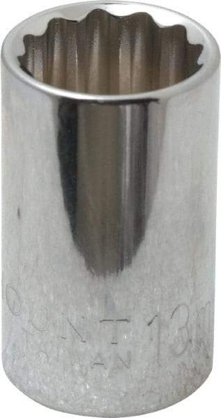 Paramount - 3/8" Drive, Standard Hand Socket - 12 Points, 1-3/16" OAL, Steel, Chrome Finish - USA Tool & Supply