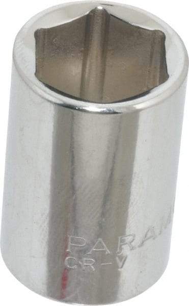 Paramount - 9/16", 3/8" Drive, Standard Hand Socket - 6 Points, 1-3/16" OAL, Steel, Chrome Finish - USA Tool & Supply