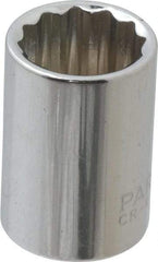 Paramount - 3/8" Drive, Standard Hand Socket - 12 Points, 1-3/16" OAL, Steel, Chrome Finish - USA Tool & Supply