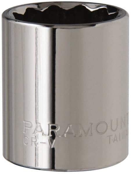 Paramount - 3/8" Drive, Standard Hand Socket - 12 Points, 1-3/16" OAL, Steel, Chrome Finish - USA Tool & Supply