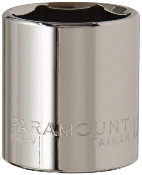 Paramount - 13/16", 3/8" Drive, Standard Hand Socket - 6 Points, 1-3/16" OAL, Steel, Chrome Finish - USA Tool & Supply