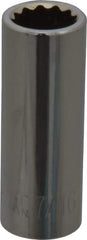 Paramount - 7/16", 3/8" Drive, Deep Hand Socket - 12 Points, 1-15/16" OAL, Steel, Chrome Finish - USA Tool & Supply