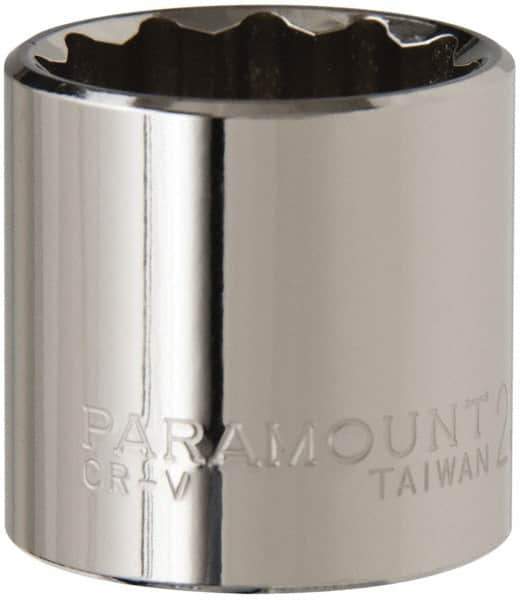 Paramount - 3/8" Drive, Standard Hand Socket - 12 Points, 1-3/16" OAL, Steel, Chrome Finish - USA Tool & Supply