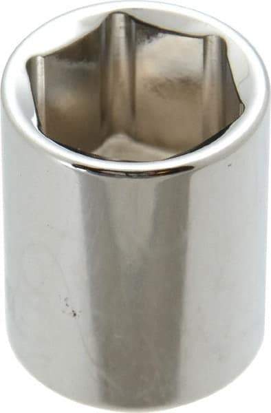 Paramount - 3/8" Drive, Standard Hand Socket - 6 Points, 1-3/16" OAL, Steel, Chrome Finish - USA Tool & Supply