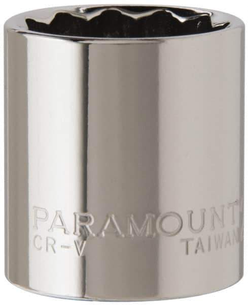 Paramount - 3/8" Drive, Standard Hand Socket - 12 Points, 1-3/16" OAL, Steel, Chrome Finish - USA Tool & Supply