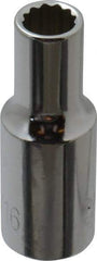 Paramount - 5/16", 3/8" Drive, Deep Hand Socket - 12 Points, 1-15/16" OAL, Steel, Chrome Finish - USA Tool & Supply