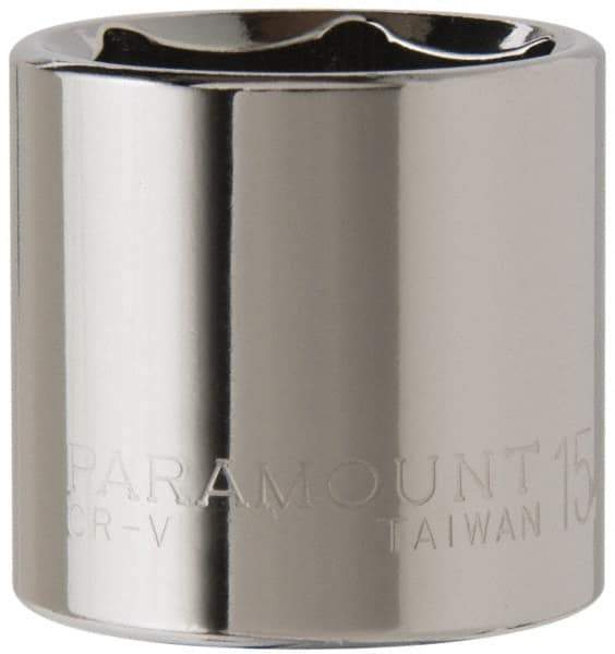 Paramount - 15/16", 3/8" Drive, Standard Hand Socket - 6 Points, 1-3/16" OAL, Steel, Chrome Finish - USA Tool & Supply