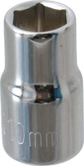 Paramount - 3/8" Drive, Standard Hand Socket - 6 Points, 1-3/16" OAL, Steel, Chrome Finish - USA Tool & Supply