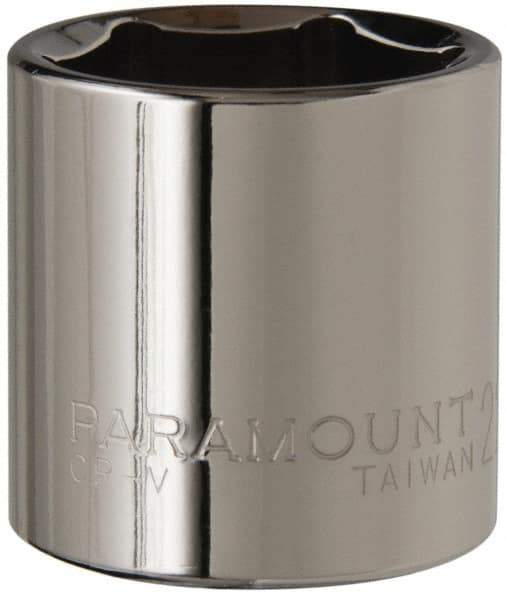 Paramount - 3/8" Drive, Standard Hand Socket - 6 Points, 1-3/16" OAL, Steel, Chrome Finish - USA Tool & Supply