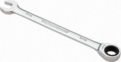 Paramount - 7/16" 12 Point Ratcheting Combination Wrench - 6-1/2" OAL, Chrome Vanadium Steel, Polished Finish - USA Tool & Supply