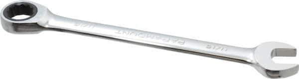 Paramount - 11/16" 12 Point Ratcheting Combination Wrench - 9-3/4" OAL, Chrome Vanadium Steel, Polished Finish - USA Tool & Supply