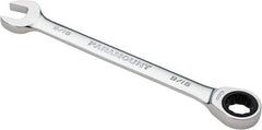 Paramount - 9/16" 12 Point Ratcheting Combination Wrench - 7-1/2" OAL, Chrome Vanadium Steel, Polished Finish - USA Tool & Supply
