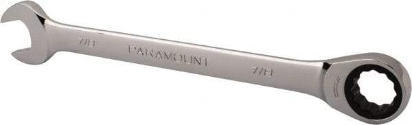 Paramount - 7/8" 12 Point Ratcheting Combination Wrench - 11-7/32" OAL, Chrome Vanadium Steel, Polished Finish - USA Tool & Supply