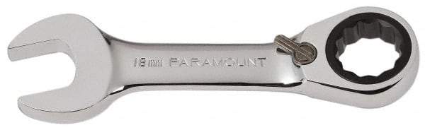 Paramount - 18mm 12 Point Combination Wrench - 15° Head Angle, 5-5/32" OAL, Chrome Vanadium Steel, Polished Finish - USA Tool & Supply