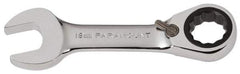 Paramount - 18mm 12 Point Combination Wrench - 15° Head Angle, 5-5/32" OAL, Chrome Vanadium Steel, Polished Finish - USA Tool & Supply