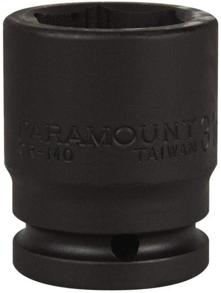 Paramount - 3/4" Drive 31mm Standard Impact Socket - 6 Points, 2-1/4" OAL - USA Tool & Supply
