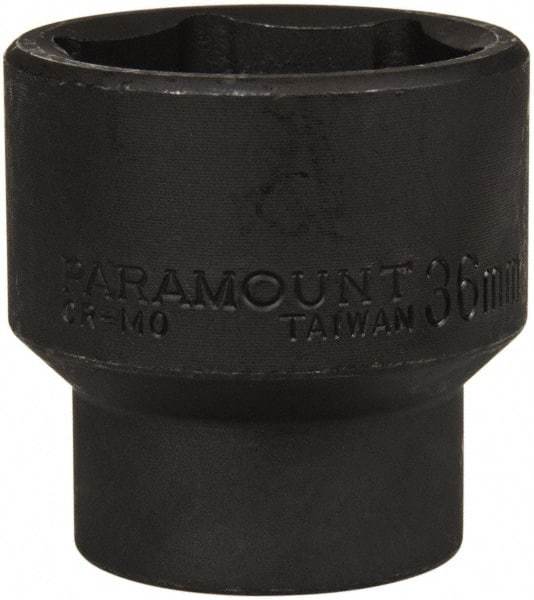 Paramount - 1/2" Drive 36mm Standard Impact Socket - 6 Points, 2" OAL - USA Tool & Supply