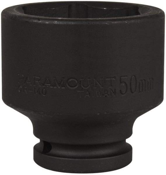 Paramount - 3/4" Drive 50mm Standard Impact Socket - 6 Points, 2-11/16" OAL - USA Tool & Supply