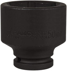 Paramount - 3/4" Drive 50mm Standard Impact Socket - 6 Points, 2-11/16" OAL - USA Tool & Supply