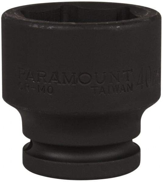 Paramount - 3/4" Drive 40mm Standard Impact Socket - 6 Points, 2-9/32" OAL - USA Tool & Supply