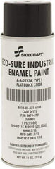 Ability One - Black, Flat, Enamel Spray Paint - 8 to 10 Sq Ft per Can, 11 oz Container - USA Tool & Supply