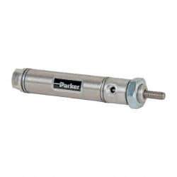 Parker - 1" Stroke x 9/16" Bore Double Acting Air Cylinder - 10-32 Port, 10-32 Rod Thread, 250 Max psi, 14 to 140°F - USA Tool & Supply