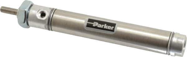 Parker - 2" Stroke x 9/16" Bore Double Acting Air Cylinder - 10-32 Port, 10-32 Rod Thread, 250 Max psi, 14 to 140°F - USA Tool & Supply