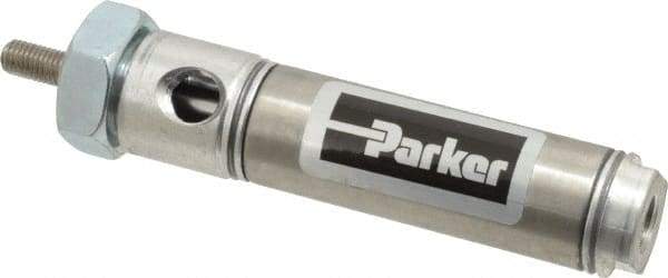Parker - 1" Stroke x 3/4" Bore Double Acting Air Cylinder - 1/8 Port, 1/4-28 Rod Thread, 250 Max psi, 14 to 140°F - USA Tool & Supply
