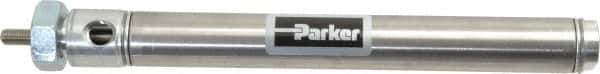 Parker - 5" Stroke x 3/4" Bore Double Acting Air Cylinder - 1/8 Port, 1/4-28 Rod Thread, 250 Max psi, 14 to 140°F - USA Tool & Supply