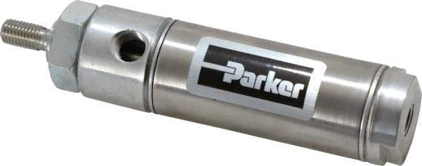 Parker - 1" Stroke x 1-1/16" Bore Double Acting Air Cylinder - 1/8 Port, 5/16-24 Rod Thread, 250 Max psi, 14 to 140°F - USA Tool & Supply