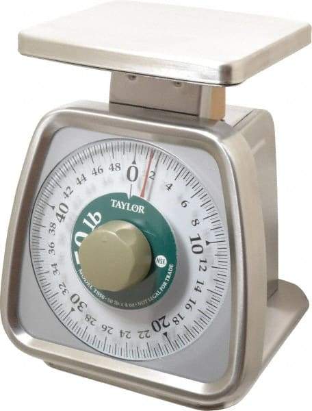 Taylor - 50 Lb. Capacity, Analog Dial Portion Control Scale - 1/8 oz. Graduation, 6 x 5" Platform - USA Tool & Supply