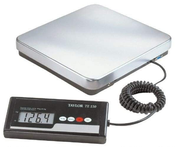 Taylor - 12" x 12" Wide Base, 150 Lb Capacity, LCD with 6' Cable Receiving Scale - Stainless Steel Platform - USA Tool & Supply