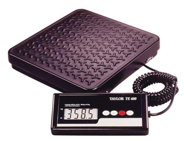 Taylor - 12" x 12" Wide Base, 400 Lb Capacity, LCD with 6' Cable Receiving Scale - Steel Tread Plate Platform - USA Tool & Supply