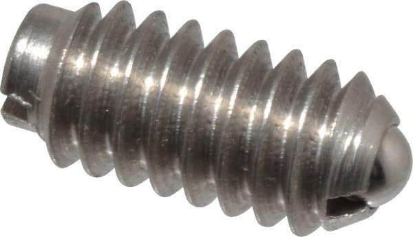 Gibraltar - 1/4-20, 0.125" Ball Diam, 17/32" Body Length, 0.035" Max Ball Reach, Threaded Ball Plunger - Stainless Steel Body, Stainless Steel Ball, 4 Lb Initial End Force, 12 Lb Final End Force - USA Tool & Supply