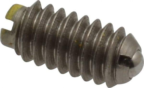 Gibraltar - 1/4-20, 0.125" Ball Diam, 17/32" Body Length, 0.035" Max Ball Reach, Threaded Ball Plunger - Stainless Steel Body, Stainless Steel Ball, 4 Lb Initial End Force, 12 Lb Final End Force, Locking Element - USA Tool & Supply