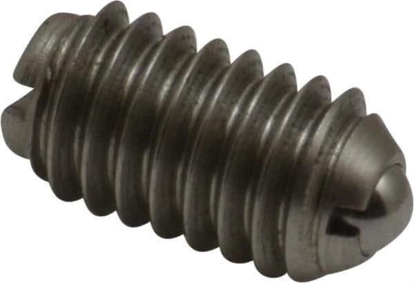 Gibraltar - 5/16-18, 0.156" Ball Diam, 37/64" Body Length, 0.04" Max Ball Reach, Threaded Ball Plunger - Stainless Steel Body, Stainless Steel Ball, 6 Lb Initial End Force, 17 Lb Final End Force - USA Tool & Supply