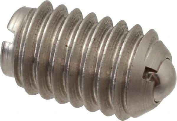 Gibraltar - 3/8-16, 0.187" Ball Diam, 5/8" Body Length, 0.048" Max Ball Reach, Threaded Ball Plunger - Stainless Steel Body, Stainless Steel Ball, 6 Lb Initial End Force, 21 Lb Final End Force - USA Tool & Supply