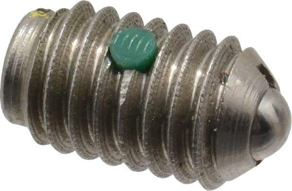 Gibraltar - 3/8-16, 0.187" Ball Diam, 5/8" Body Length, 0.048" Max Ball Reach, Threaded Ball Plunger - Stainless Steel Body, Stainless Steel Ball, 6 Lb Initial End Force, 21 Lb Final End Force, Locking Element - USA Tool & Supply